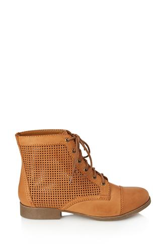 Forever 21 Perforated Combat Boots Tan 6.5