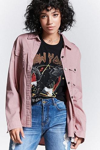 Forever21 Twill Woven Pocket Shirt