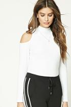 Forever21 Women's  Fuzzy Open-shoulder Top