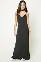 Forever21 Women's  Black Satin V-neck Cami Dress