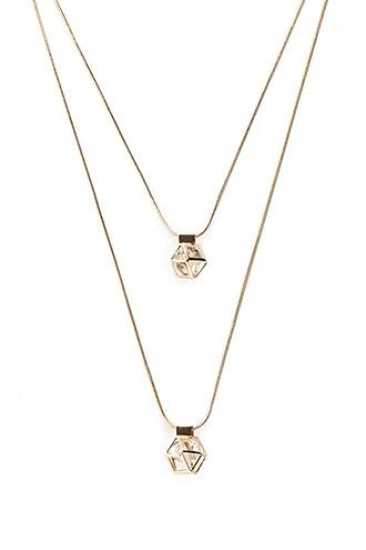 Forever21 Gold & Clear Geo Necklace Set