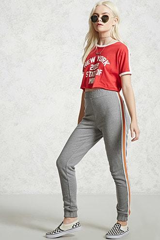 Forever21 Contrast Striped Sweatpants