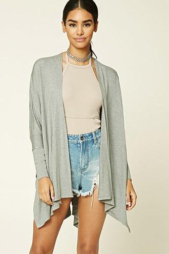 Forever21 Women's  Heather Grey Draped Dolman Cardigan