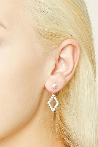 Forever21 Gold & Clear Geo Rhinestone Ear Jackets