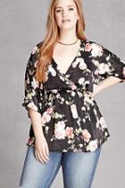Forever21 Plus Size Satin Floral Top