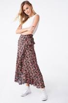 Forever21 Floral Print Wrap-front Skirt