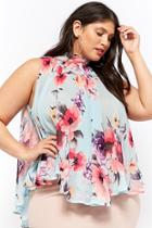 Forever21 Plus Size Eta Sheer Floral High-low Top