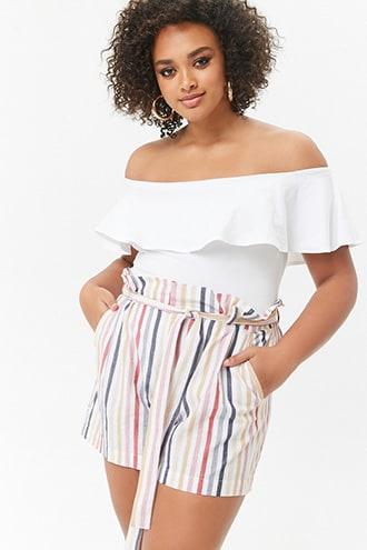 Forever21 Plus Size High-rise Striped Shorts
