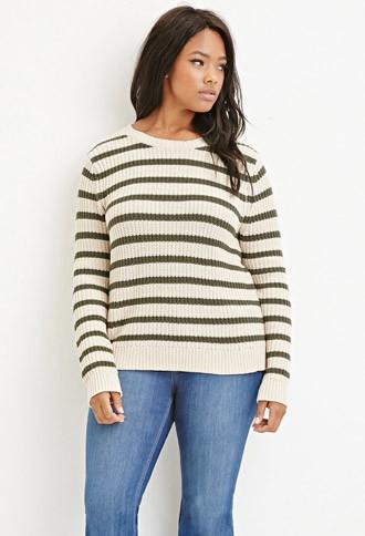 Forever21 Plus Stripe Chunky Knit Sweater