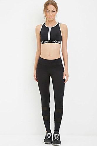 Forever21 Active Mesh-paneled Athletic Leggings