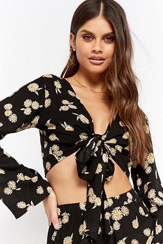 Forever21 Motel Daisy Tie-front Crop Top