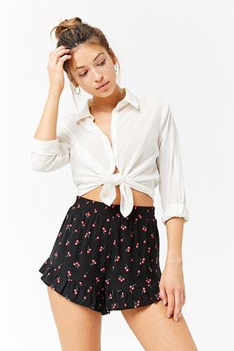 Forever21 Cherry Print High-rise Shorts