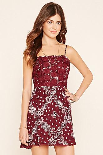 Forever21 Women's  Embroidered Floral Cami Dress