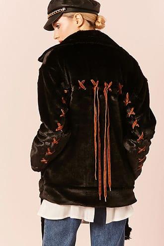 Forever21 Faux Fur Lace-up Jacket
