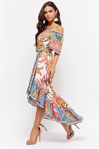 Forever21 High-low Foliage Print Dress