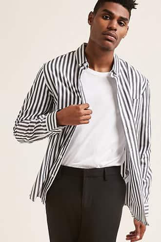Forever21 Stripe Curve Hem Shirt