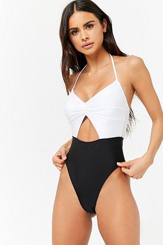 Forever21 Colorblock Cutout One-piece Swimsuit