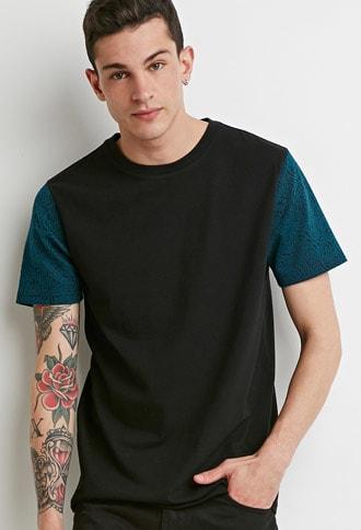 Forever21 Ornate Embossed-sleeve Tee