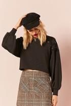 Forever21 Cropped Lace-up Sweatshirt