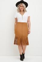 Forever21 Plus Women's  Plus Size Fringed Faux Suede Skirt