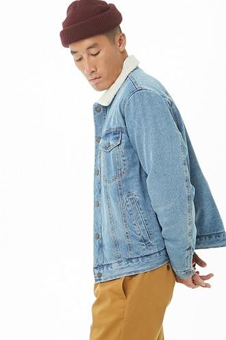 Forever21 Faux Sherpa Denim Jacket