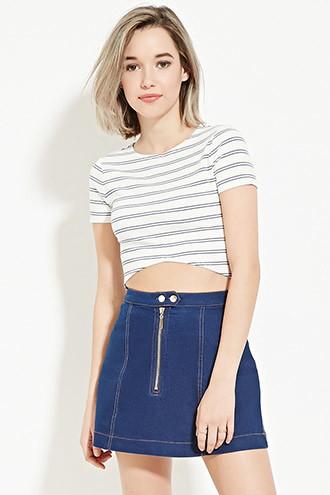 Forever21 Women's  Curved-hem Crop Top