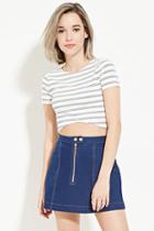 Forever21 Women's  Curved-hem Crop Top