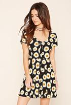 Forever21 Women's  Sunflower Print A-line Dress