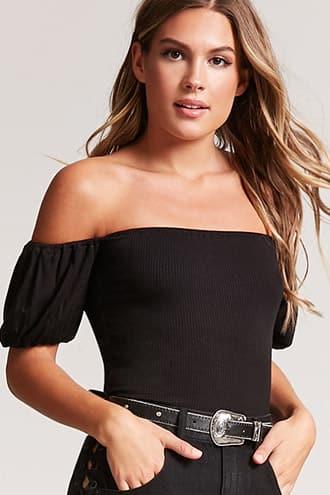Forever21 Puff Sleeve Cropped Tee