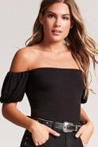 Forever21 Puff Sleeve Cropped Tee