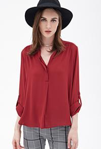 Forever21 Collarless Chiffon Blouse