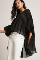 Forever21 Beaded Chiffon High-low Top