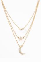 Forever21 Rhinestone Star & Moon Layered Necklace