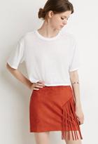 Love21 Women's  Fringed Faux Suede Skirt