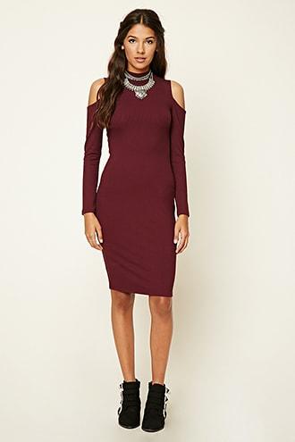 Forever21 Open-shoulder Midi Dress