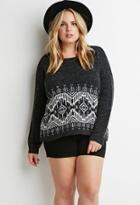Forever21 Plus Women's  Plus Size Southwestern-inspired Pattern Marled Sweater