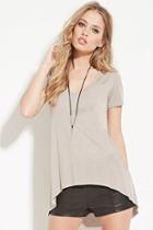 Forever21 Women's  Taupe Scoop-neck Tee