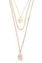 Forever21 Layered Faux Gemstone Pendant Necklace