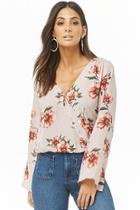 Forever21 Floral & Striped Surplice Top