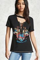 Forever21 Lace-up Moto Club Graphic Tee