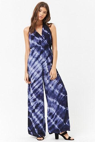 Forever21 Tie-dye Halter Surplice Jumpsuit