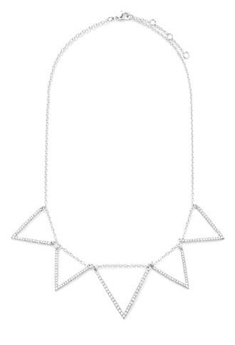 Forever21 Rhinestone Triangle Statement Necklace (silver/clear)