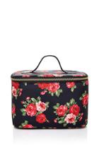 Forever21 Rose Print Cosmetic Bag (black/red)
