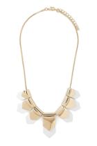 Forever21 Gold & White Geo Pendant Statement Necklace