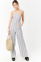 Forever21 Striped Lace-up Back Cami Jumpsuit