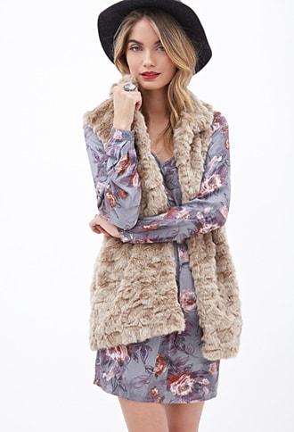 Forever21 Contemporary Textured Faux Fur Vest