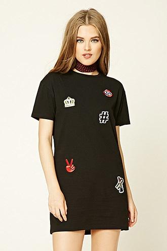 Forever21 Women's  Kiss Patch Mini T-shirt Dress