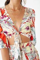 Forever21 Tropical Tie-front Crop Top