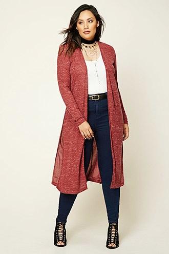 Forever21 Plus Women's  Rust Plus Size Marled Knit Cardigan