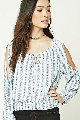 Forever21 Ornate Drawstring Peasant Top